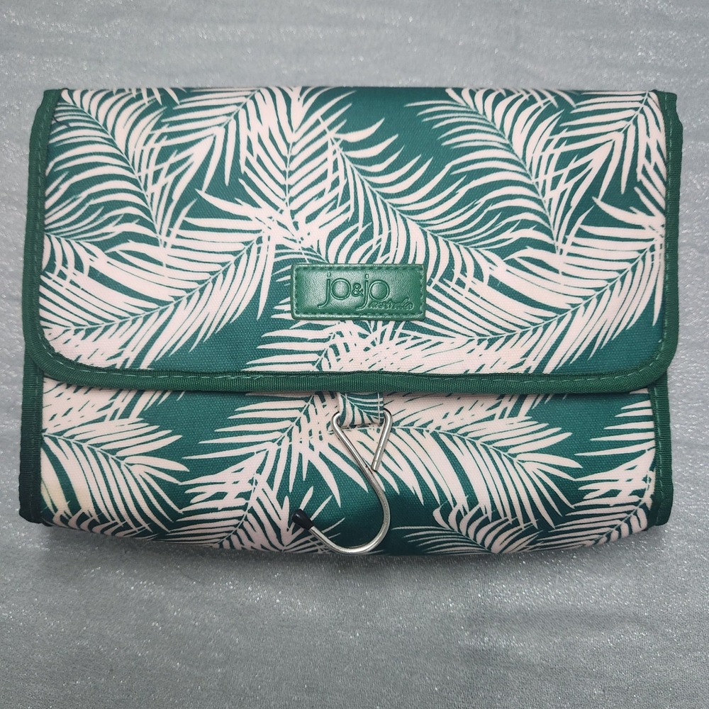 Jo & Jo Australia Hanging Toiletry Bag Green Tropical Palm Leaf Travel Organizer